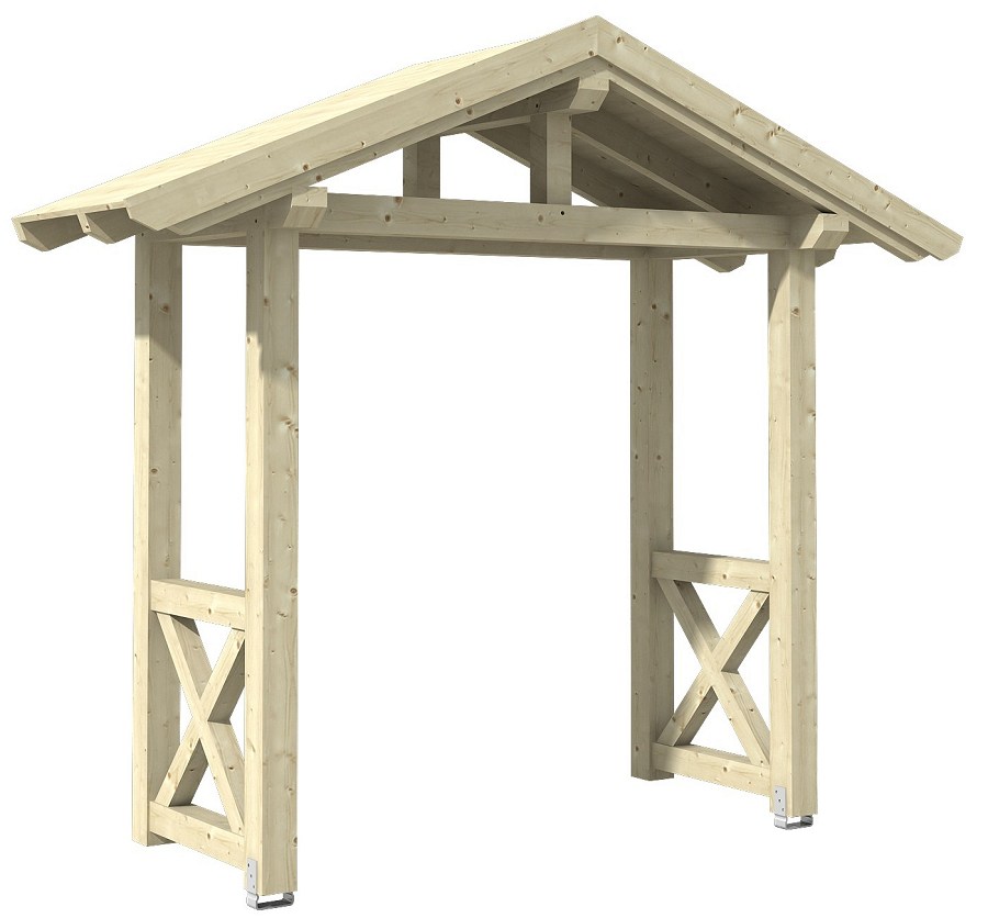 Holzvordach mit Säulen Hauseingang Vordachholz